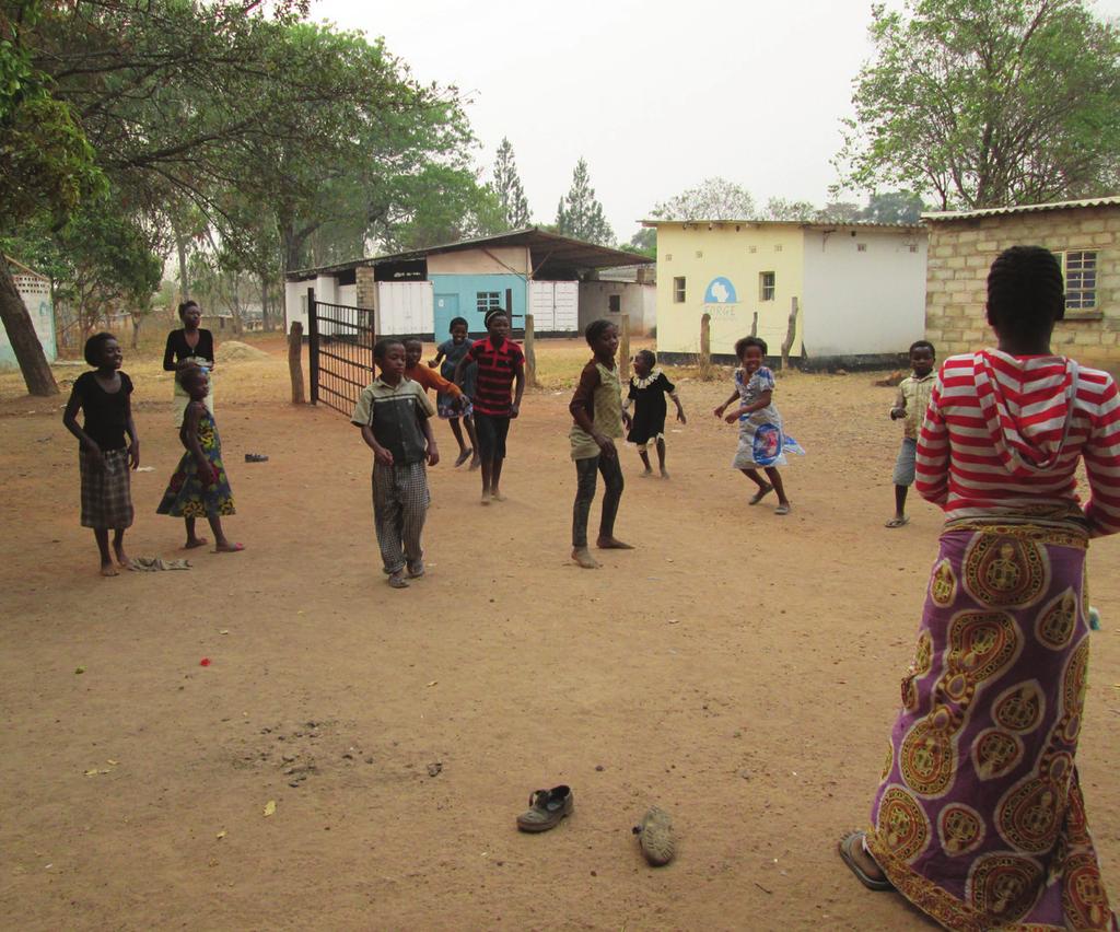 Unaccompanied and separated refugee minors playing at the Safe Haven for children in Meheba Settlement, Zambia.