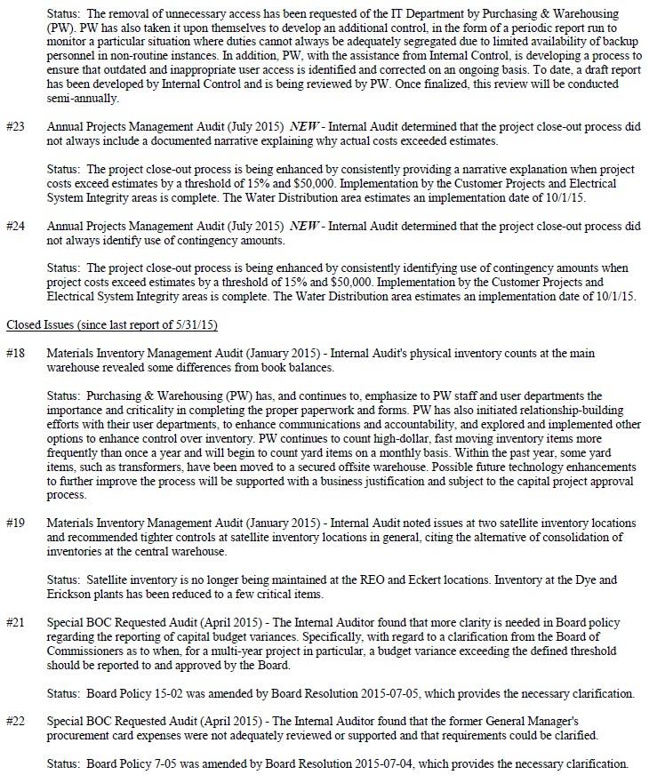 Page 4 of 11 There was a lengthy discussion after each reported open issue.
