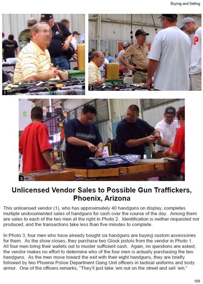 He did have three MAC pistols on display, along with AR and AK rifles. This unlicensed vendor had also been observed at several prior Phoenix shows.