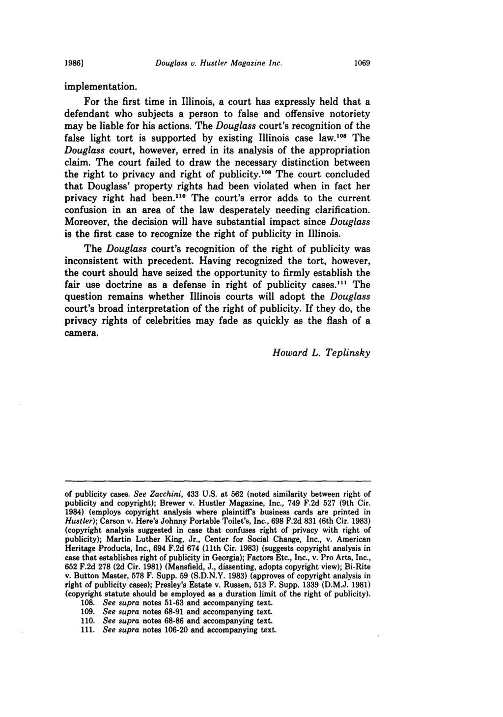 19861 Douglass v. Hustler Magazine Inc. implementation.