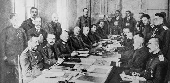Result: On 3 March 1918, after a major German offensive, Russia was forced to sign the TREATY OF