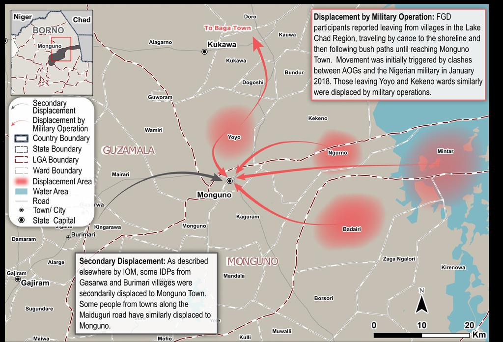 Marte and Monguno LGA - Displacement Overview Borno State, Nigeria - January 2018 Map 1: Areas of Displacement and General Routes INTRODUCTION The town of Monguno, in the Monguno Local Government