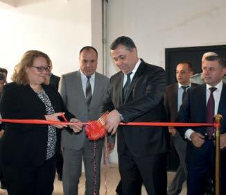 Ambassador Tuula Yrjölä, Head of the OSCE Programme Office in Dushanbe (left), and Mansurjon Umarov, the First Deputy of the State Security Committee, during the official opening of the Inter-Agency