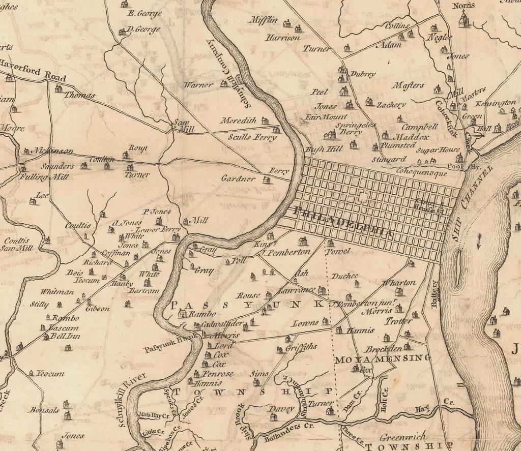 A Map of Philadelphia and Parts Adjacent, by Scull & Heap, published 1753. Image Courtesy of Old World Auctions Virginia also experienced growing pains.