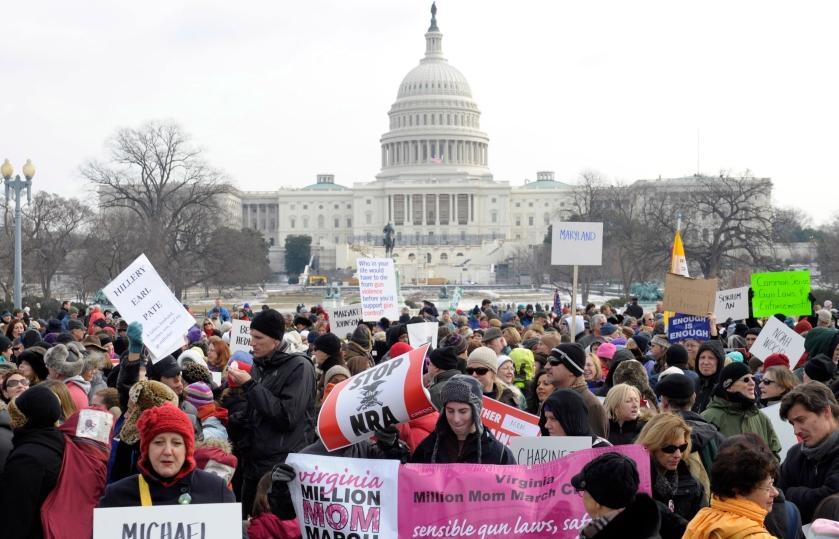 and organizing demonstrations. Left: Citizens gather at the U.S.