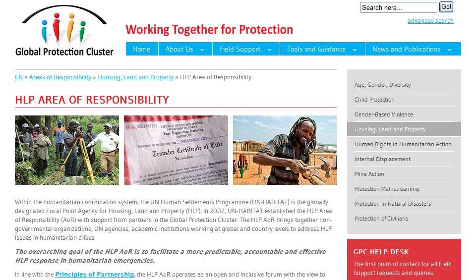 What Support is Available from HLP AoR http://www.globalprotectioncluster.