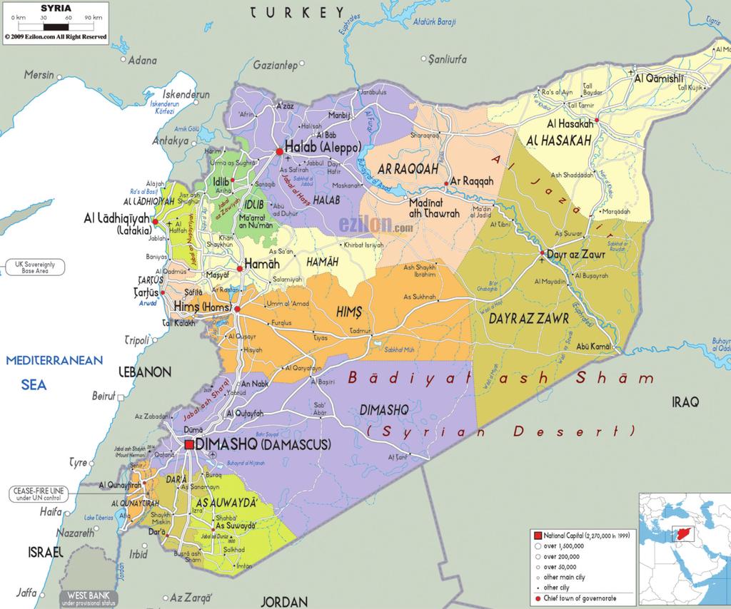Map 3: Syrian Governorates and International Borders Source: www.ezilon.com/maps/asia/syria-maps.html, accessed 03.11.2015.