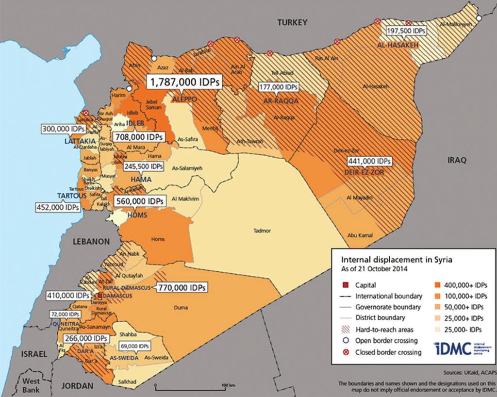 Map 4: Internal displacement in Syria as of 21 October 2014 Source: www.internal-displacement.