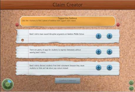 Teacher Guide Claim Creator: Helping Students Choose the Right Evidence The Claim Creator asks students to select three reasons to support their claim, then find the two pieces of evidence that