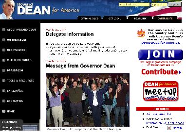 email response from a campaign team, whether from the campaign manager or the candidate himself. See Figure 3 to observe a glance of Howard Dean s home page.