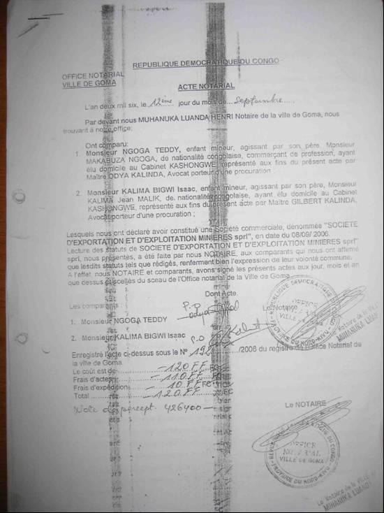 Annex 80 Document showing that one of SODEEM s founders is Isaac Bigwi Kalima, who is the son of
