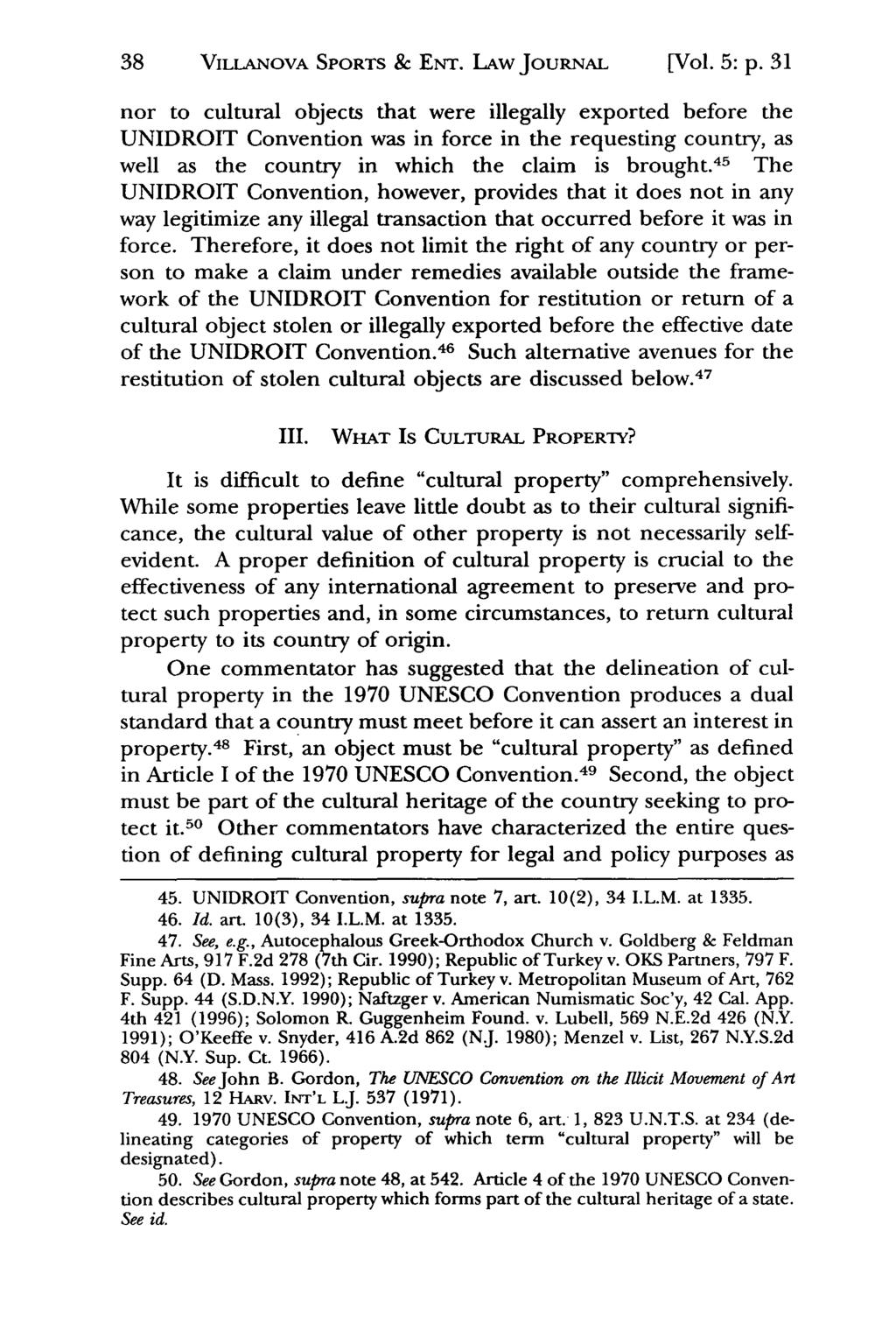 Jeffrey S. Moorad Sports Law Journal, Vol. 5, Iss. 1 [1998], Art. 4 38 VILLANovA SPORTS & ETr. LAw JOuRNAL [Vol. 5: p.