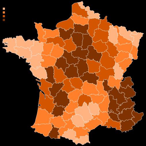 Map of France showing the