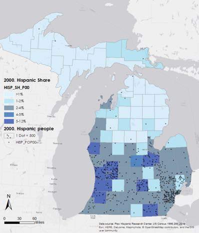 Growth Amid Decline 80 Figure 4: Hispanic Population per Michigan County.