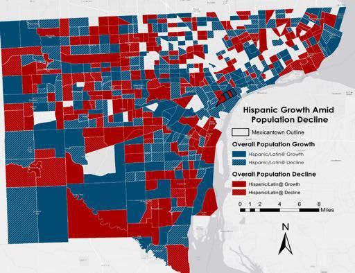 Growth Amid Decline 84 Figure 7: Hispanic change across population change Hispanic/Latino Growth Amid Population decline.