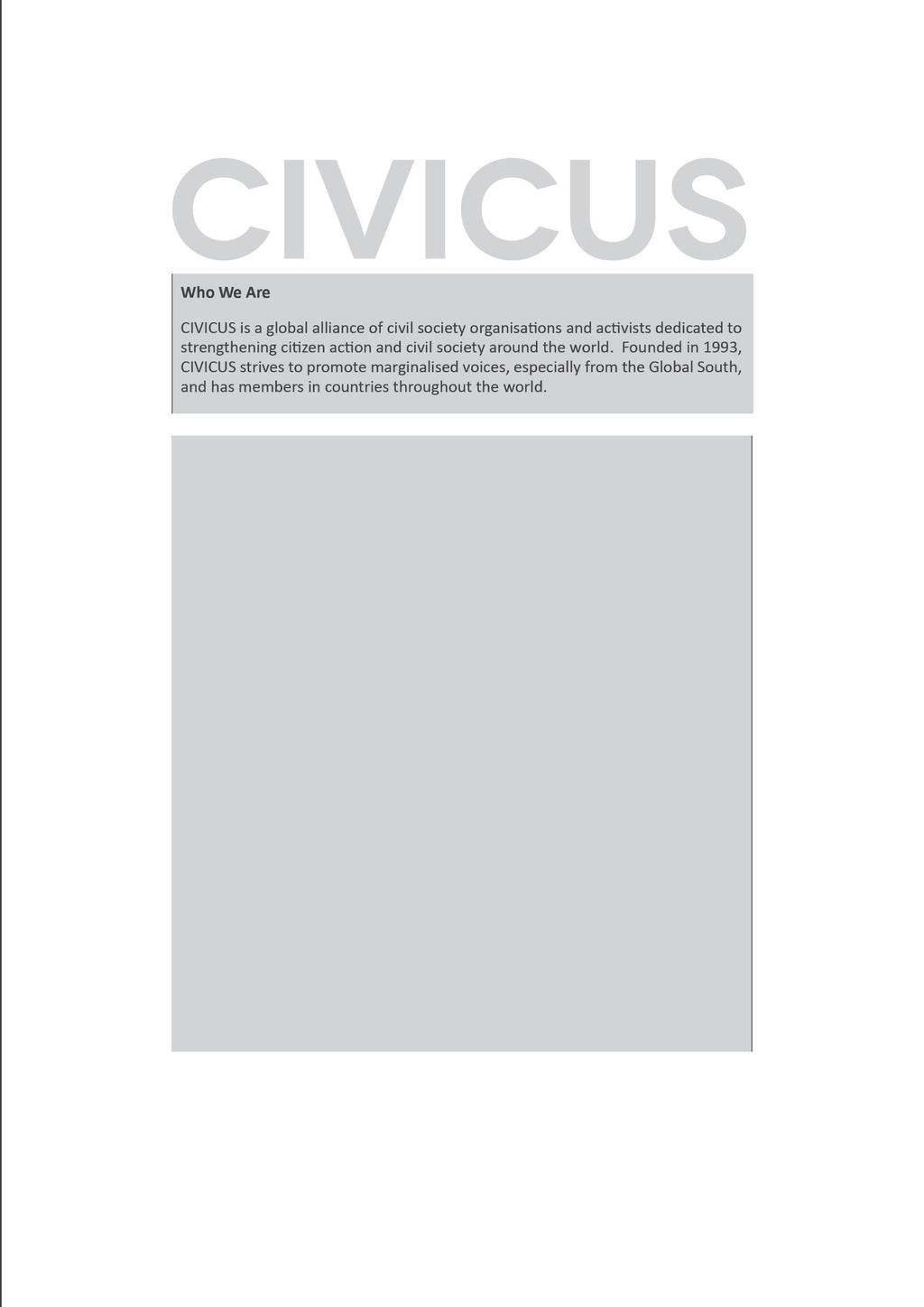 Edited by Andrew Firmin, Editor, Policy and Research, CIVICUS Written and researched by David Kode, Senior Policy and Research Officer, CIVICUS