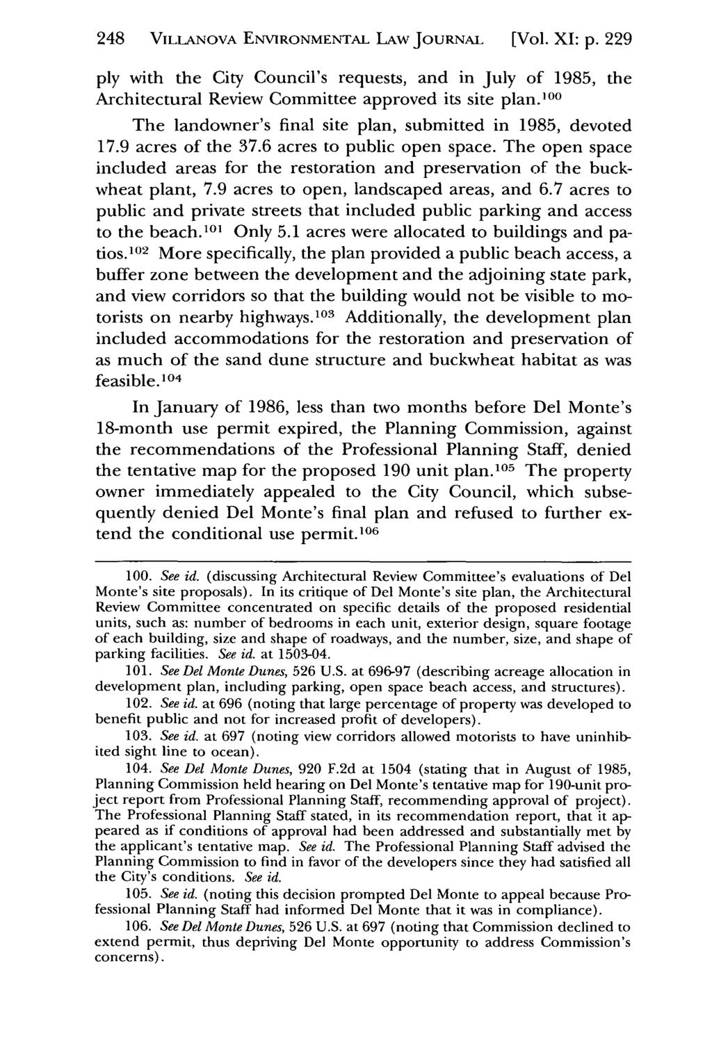 248 VILLANOVA Villanova Environmental ENVRONMENTAL Law Journal, LAw Vol. 11, JouINAL Iss. 1 [2000], Art. [Vol. 7 XI: p.