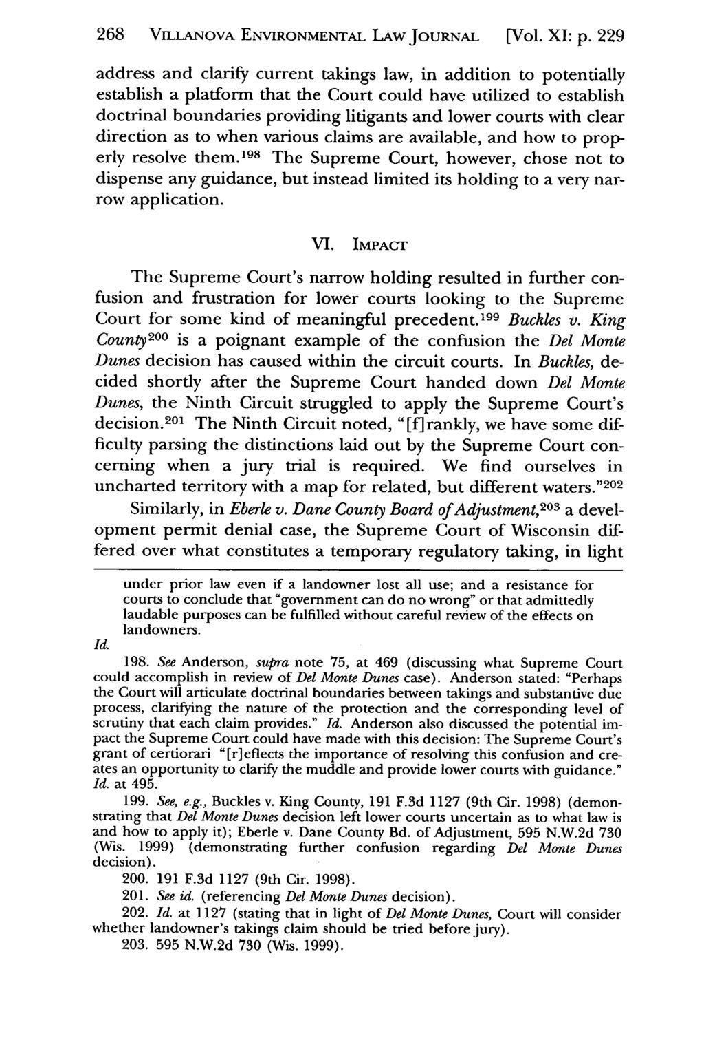 268 VILLANOVA Villanova Environmental ENVIRONMENTAL Law Journal, LAW Vol. 11, JouRNAL Iss. 1 [2000], Art. [Vol. 7 XI: p.