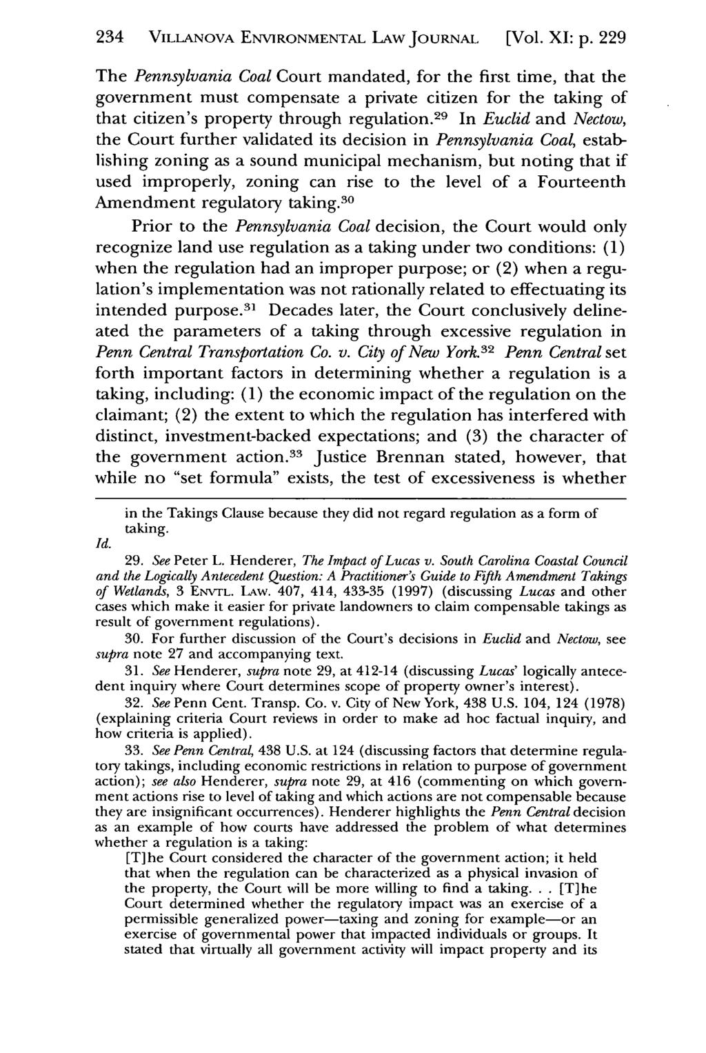 234 VILLANOVA Villanova Environmental ENVIRONMENTAL Law Journal, LAW Vol. 11, JOURNAL Iss. 1 [2000], Art. [Vol. 7 XI: p.