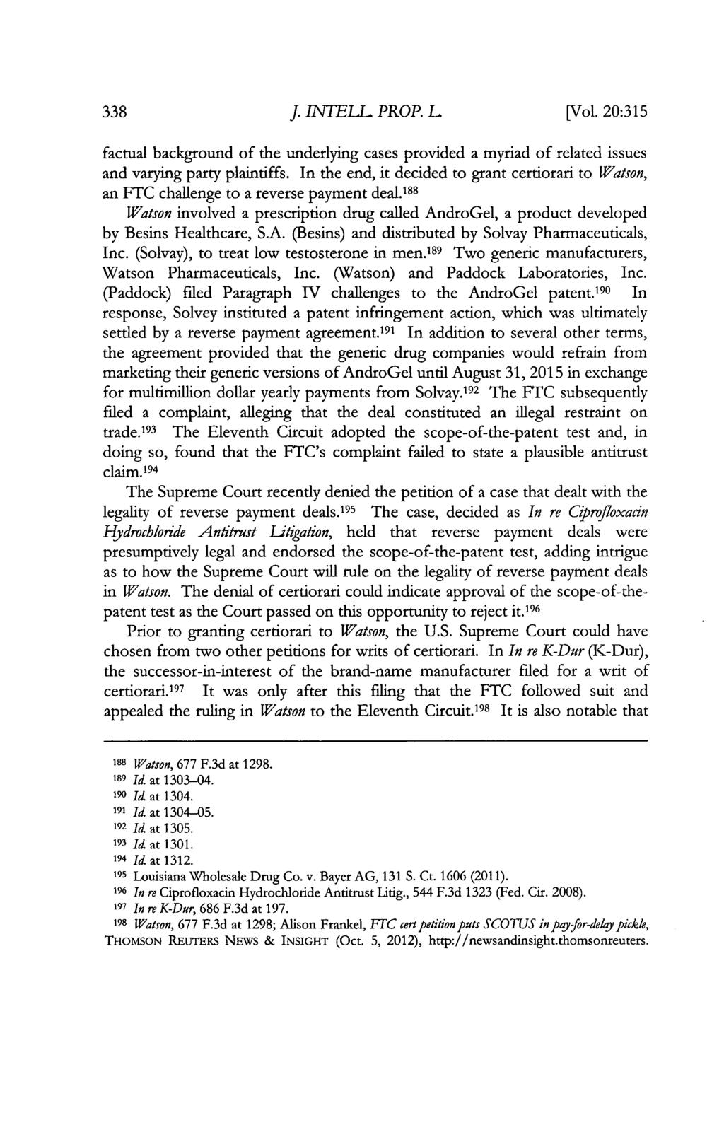 Journal of Intellectual Property Law, Vol. 20, Iss. 2 [2013], Art. 3 338 J. INTELL PROP. L [Vol.