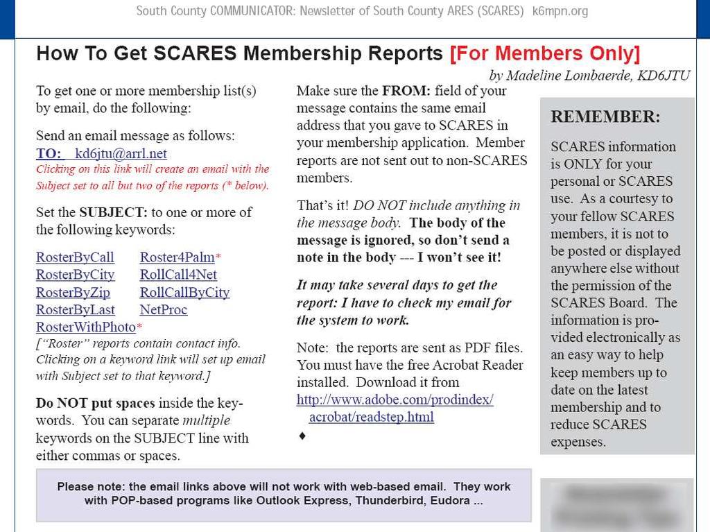 Last Page of any Newsletter 1/20/2011