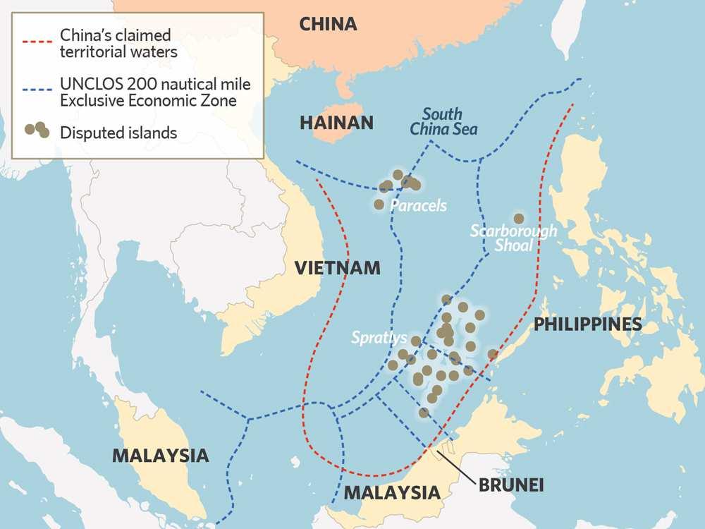 The Region The South China Sea region is a semi-enclosed sea part of the Pacific Ocean, encompassing an area from the Karimata and Malacca Straits to the Strait of Taiwan of around 3,500,000 square