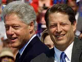 CLINTON/GORE VICTORIOUS IN 1992 Democrats Bill Clinton and VP Al Gore easily defeat