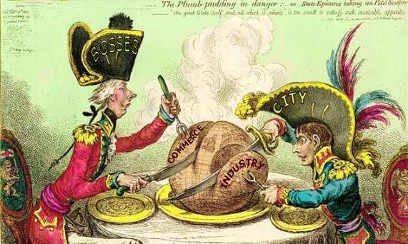 What does the large plum pudding represent? How do slices represent Napoleon s quest for power? British Prime Minister William Pitt and Napoleon carve a large plum pudding 1.