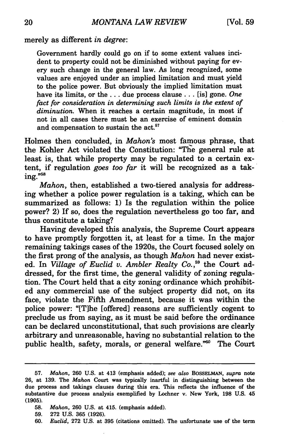 Montana Law Review, Vol. 59 [1998], Iss. 1, Art. 3 MONTANA LAW REVIEW [Vol.