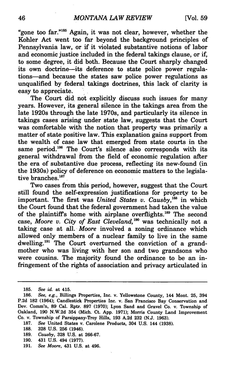Montana Law Review, Vol. 59 [1998], Iss. 1, Art. 3 MONTANA LAW REVIEW [Vol. 59 "gone too far.