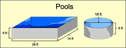 2 Juan is installing a pool in his yard. Based on the shape and size of his yard, he is considering either a rectangular or a cylindrical pool.