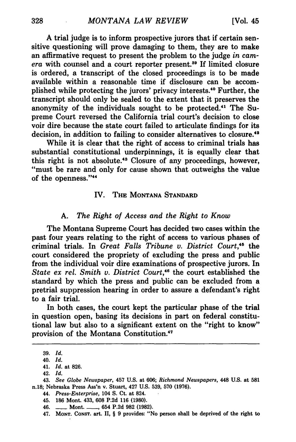 Montana Law Review, Vol. 45 [1984], Iss. 2, Art. 7 MONTANA LAW REVIEW [Vol.