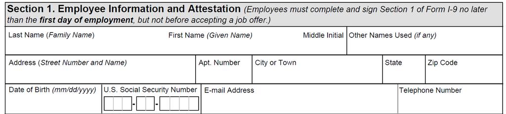 Section 1: Employee Information and Verification To be completed by