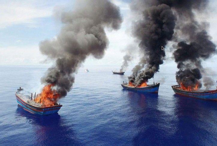 Indonesia sinks 23 foreign fishing vessels caught