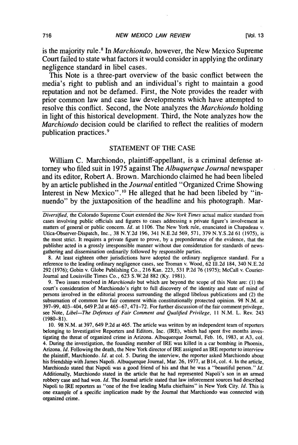 NEW MEXICO LAW REVIEW [Vol. 13 is the majority rule.