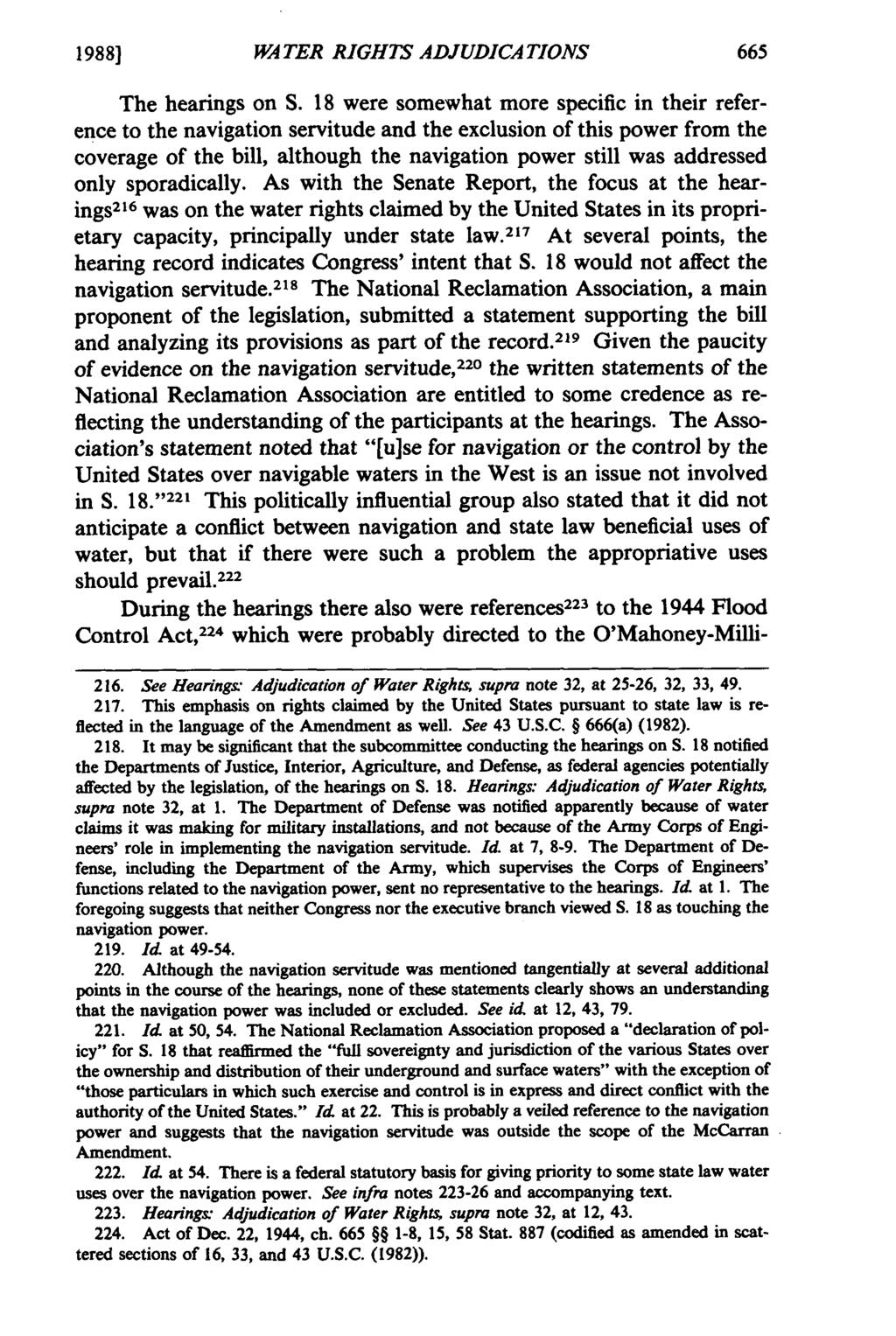 1988] WATER RIGHTS ADJUDICATIONS The hearings on S.