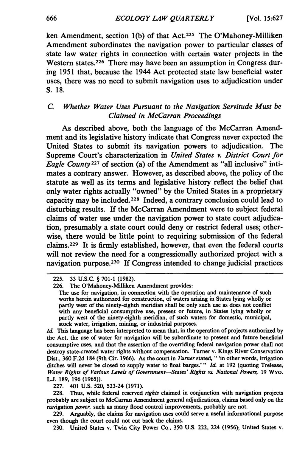 ECOLOGY LAW QUARTERLY [Vol. 15:627 ken Amendment, section l(b) of that Act.