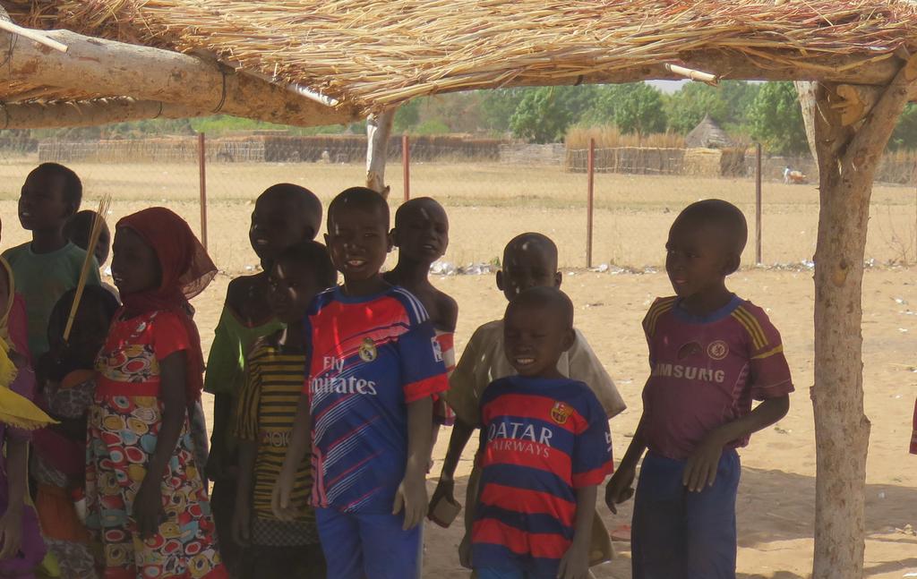 Primary school students study under simple, thatched roofs in Goz Amir camp Jesuit Refugee Service in Chad UNHCR in Chad reports that of the 182,000 school-age refugee children, almost 78,000 are