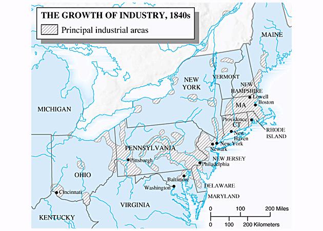 THE INDUSTRIAL AND TRANSPORTATION REVOLUTIONS CREATE UNEVEN PROGRESS Most of the roads, canals, and railroads are built in the Northeast and Midwest Most of U.S. industrial development takes place in the Northeast and Midwest The South continues to rely primarily on water power.