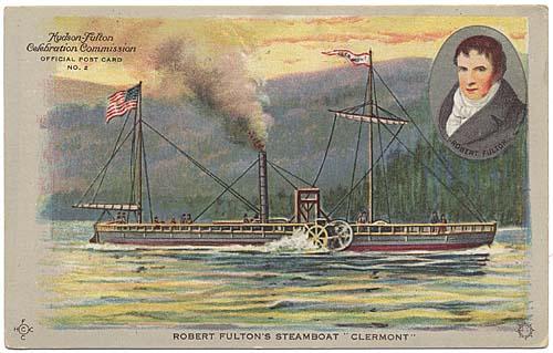STEAMBOAT GOES COMMERCIAL Major means of transporting goods in 1800 s: waterways Robert Fulton s steamboat, the Clermont, voyages up the Hudson