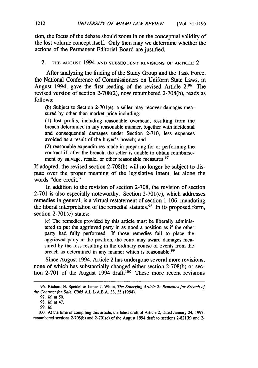 1212 UNIVERSITY OF MIAMI LAW REVIEW [Vol. 51:1195 tion, the focus of the debate should zoom in on the conceptual validity of the lost volume concept itself.