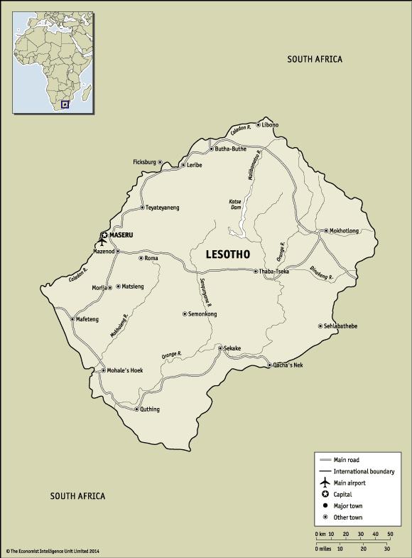 Map of Lesotho Source: