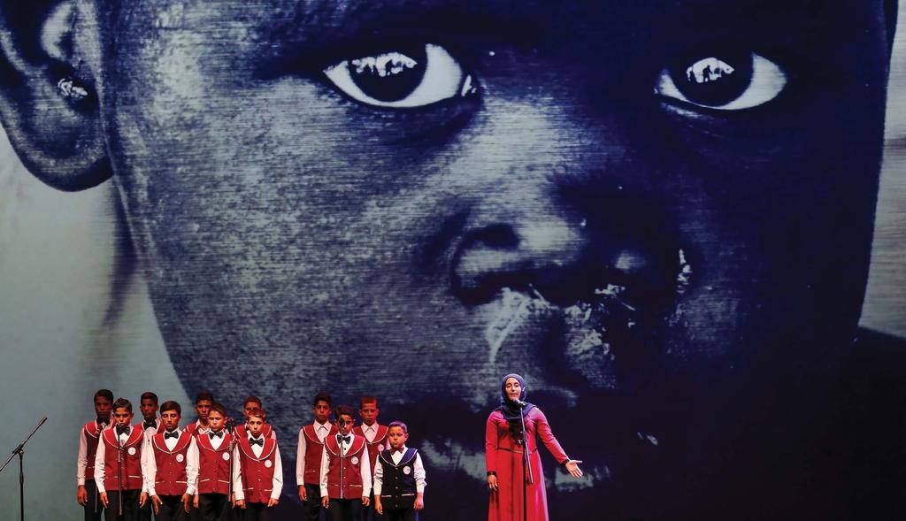 COMMITMENT TO ACTION Children perform during the closing ceremony of the World Humanitarian Summit in Istanbul, Turkey on May 24, 2016. Photo:OCHA /Metin Pala D.