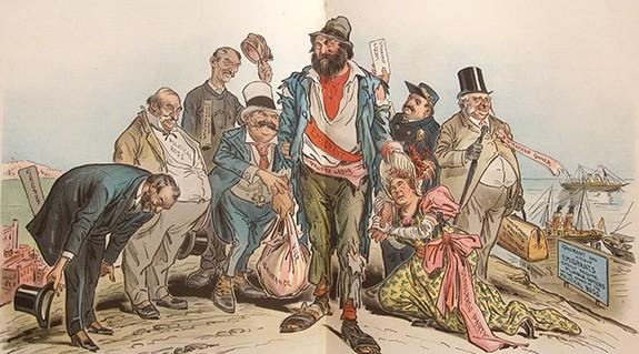 Immigrants from paupers to potentates, Frederick Burr Opper, Puck Magazine, January 30, 1884.