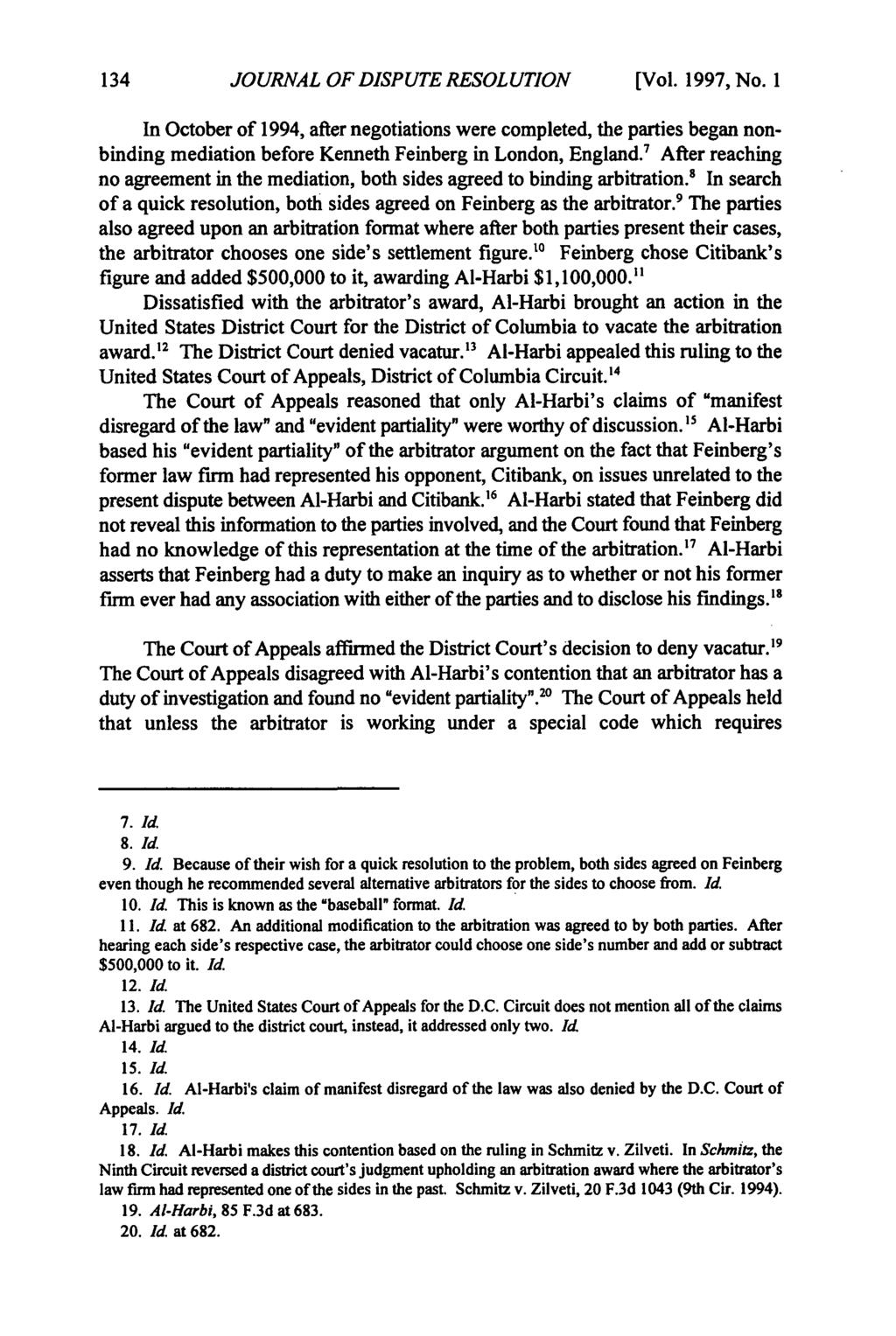 Journal of Dispute Resolution, Vol. 1997, Iss. 1 [1997], Art. 7 JOURNAL OF DISPUTE RESOLUTION [Vol. 1997, No.