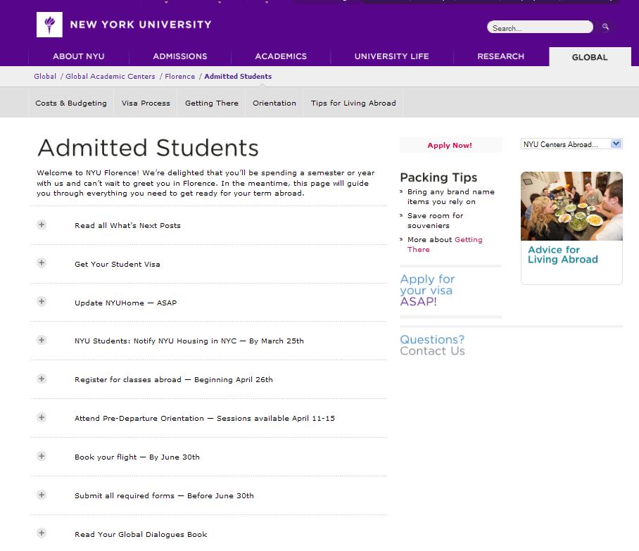 Consulates: Jurisdiction The Admitted Students Page has all of the links to the