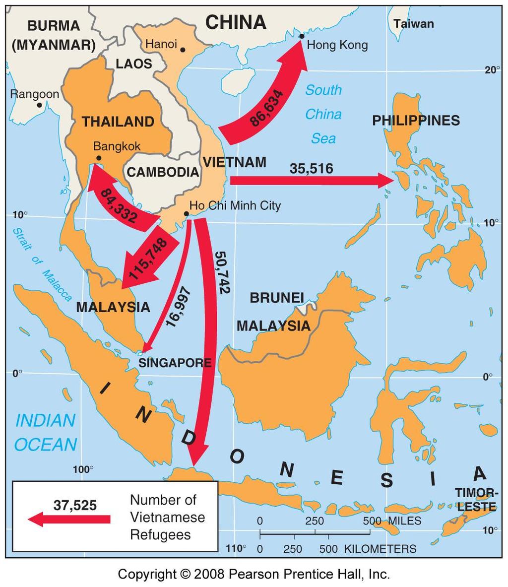 Migration of Vietnamese Boat People Many Vietnamese fled by sea as refugees after the war with the U.S. ended in 1975.