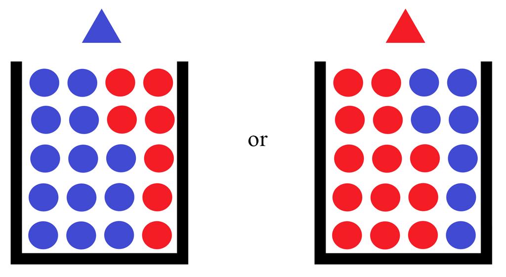 Types. As a hint of the color of the triangle, each group member will observe the color of one ball, drawn from an urn filled with 20 red and blue balls.