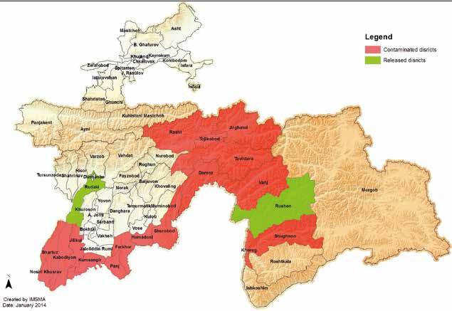 OTHER AFFECTED STATES PARTIES Contaminated Districts Released Districts LAND RELEASE Survey in 2013 No areas were canceled by NTS in 2013.