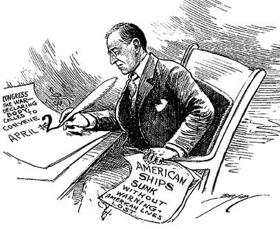 AMERICA ENTERS WWI With public support behind him, Wilson convenes the Congress on April 2, 1914 Pledging to make the world safe for